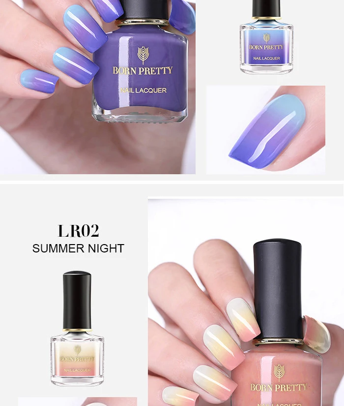 Рожденный PRETTY 6 мл термальный лак для ногтей 3 слоя TemperatureColor изменение нейл-арта Лаки DIY маникюр расходные материалы