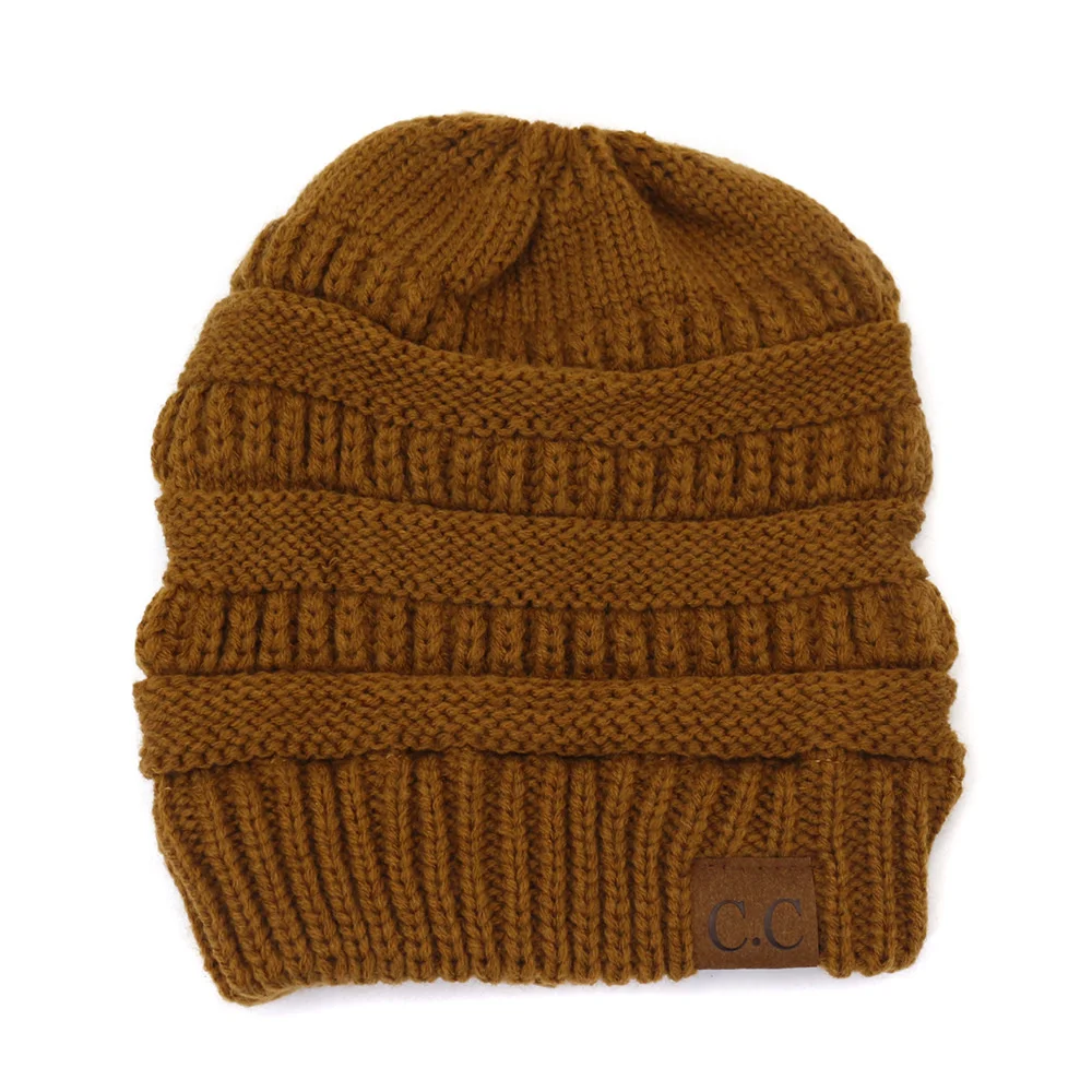 Зимние полосатые шапки-бини для мужчин и женщин однотонные шерстяные вязаные