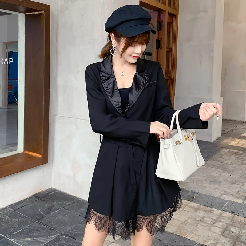 Дизайн для подиума Женский Осенний комбинезон 2019 модный кружевной лоскутный