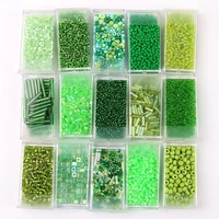 1 box green glass seedbeads multi size czech spacer round square beads for diy handmade bracelet necklace beaded accessories