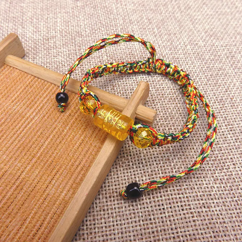 Минималистичный мужской браслет из шести слов на санскрите Будда бисера стекла