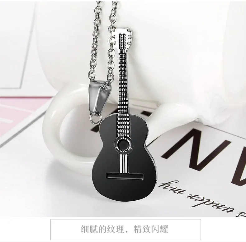 Trendy Music Guitar Necklace&ampPendant for Men Women Gold Silver Color Stainless Steel Jewelry Collier Guitare Jewellery | Украшения и