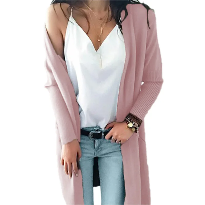 

Donsignet Women's Sweater New Fashion V-neck Cardigan Solid Color Double Pocket Knitted Long Sleeve Sweater Women's clothing