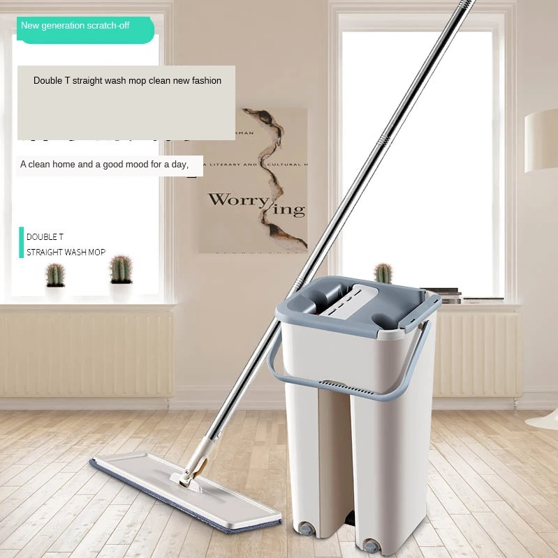 Ленивая плоская Швабра без рук с ковшом для сухой и влажной уборки бытовой