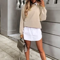 women autumn solid color o neck long sleeve loose pullover sweatshirt basic streetwear autumn casual tops hoodies for women new