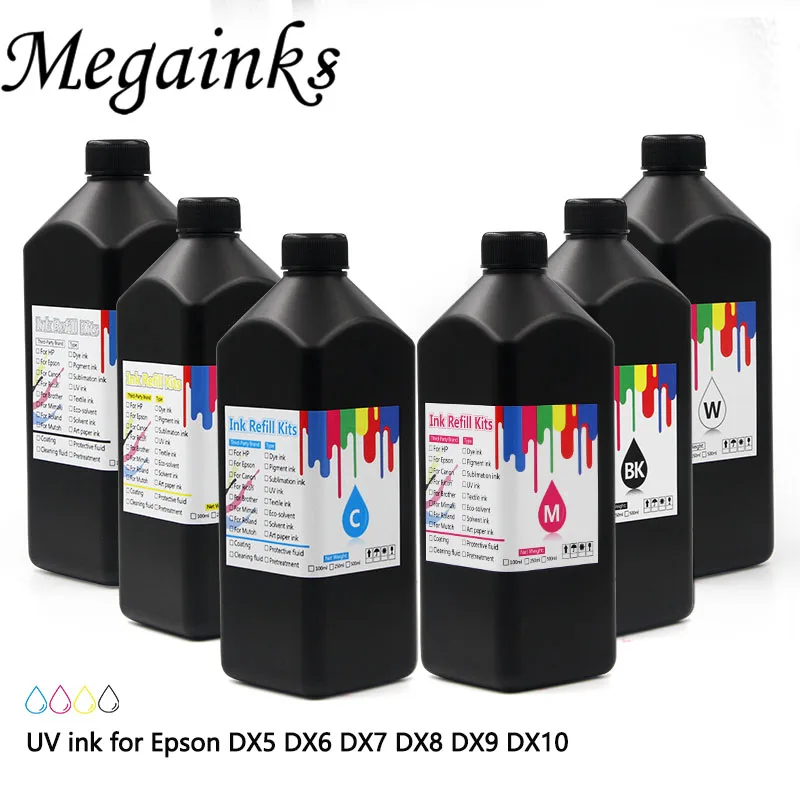 Мягкие УФ чернила 1000 мл для принтера Epson DX5 DX7 DX9 DX10 XP300 XP600 TX800 печатающая головка 1500