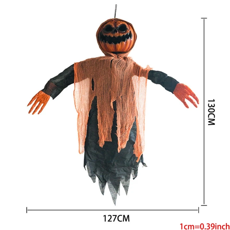 

Halloween Pumpkin Head Hanging Ghost Voice Control Glowing Haunted House Decor Dropshipping