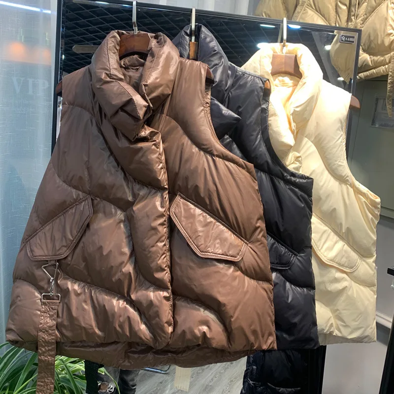 куртка женская осень Новинка осенне-зимний Свободный жилет на белом утином пуху