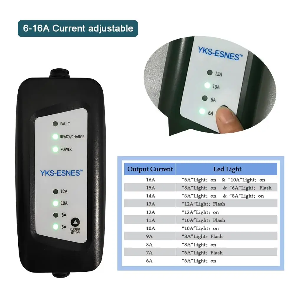 YKS ESNES портативное автомобильное зарядное устройство для электромобилей IEC 62196 16A