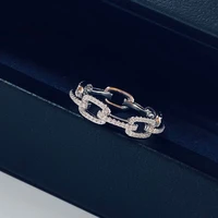 cubic zirconia chain link ring silver women trendy jewelry accessories