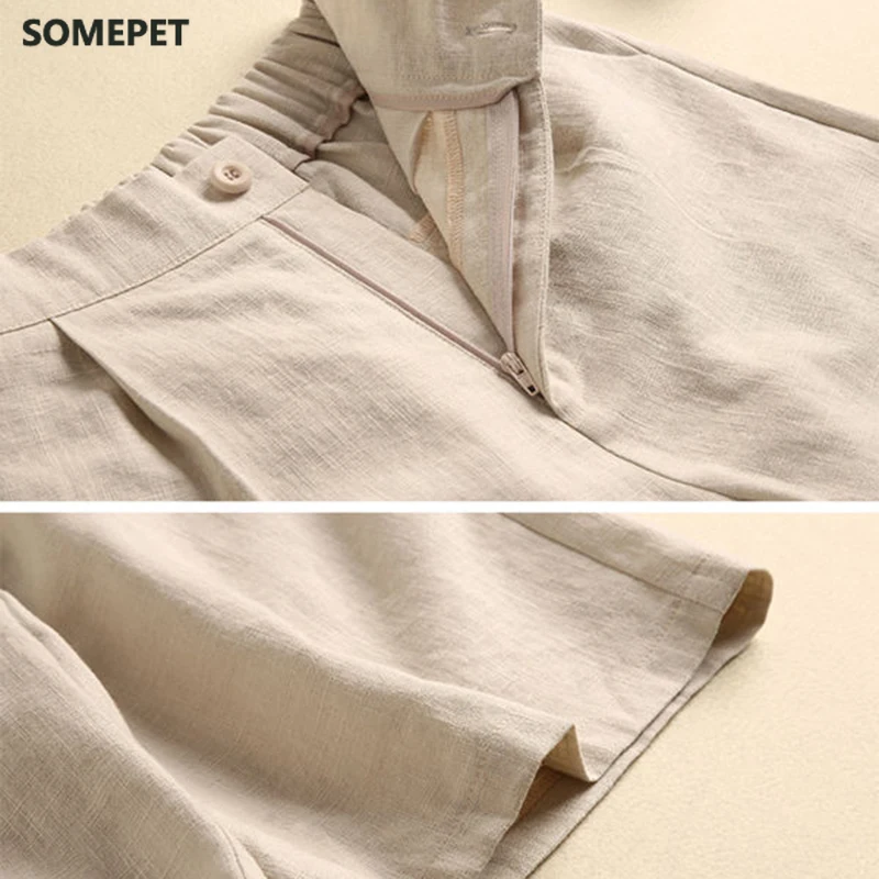 

Cotton and linen casual shorts women's plus size summer new style Korean high-waist shorts women's thin wide-leg shorts