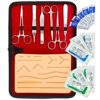 17 in 1 skin suture training kit operate suture practice training silicone pad needle scissors tool kit