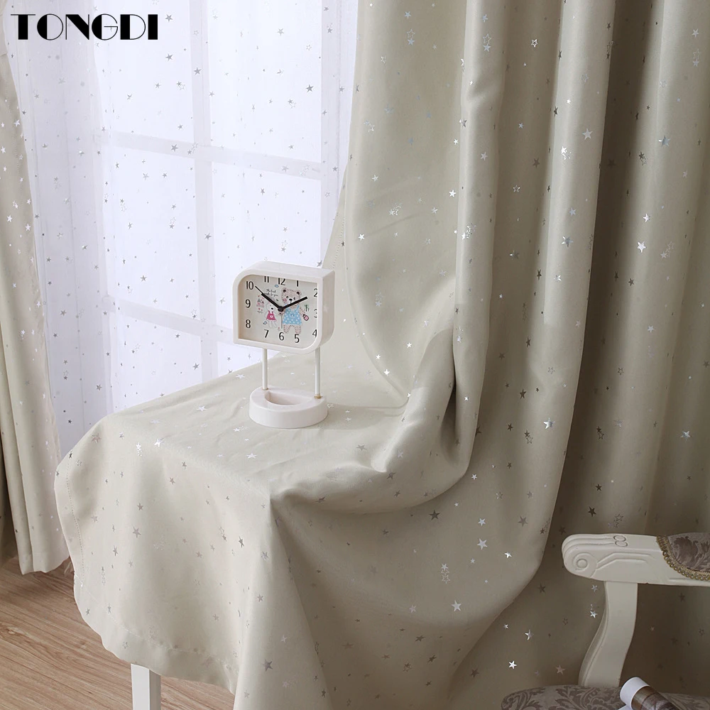 Блестящие шторы TONGDI с серебряными звездами высококачественные рождественские
