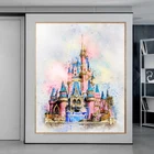 Картины на холсте волшебный замок Disney для Спящей красавицы, фотография принцессы, искусство на стену, Декор для дома