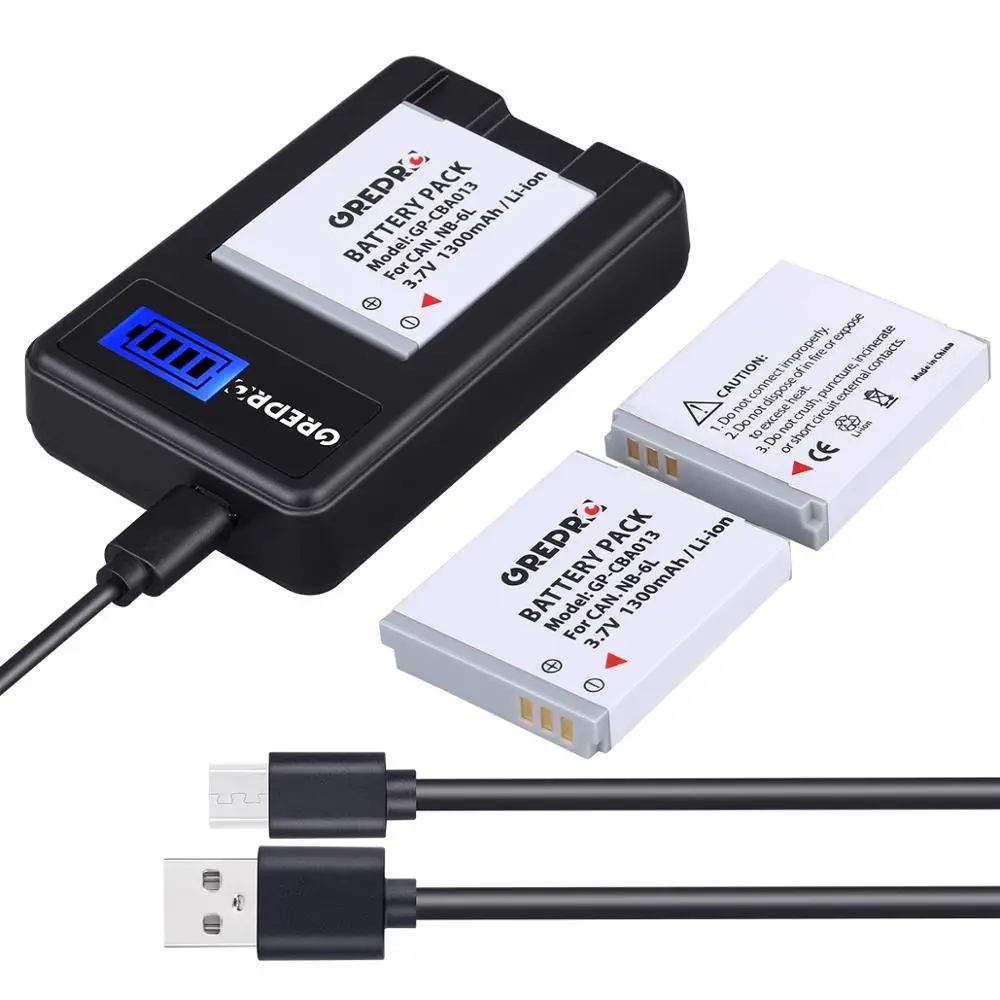 Аккумулятор NB 6L NB6L 6LH 1300 мАч + зарядное устройство USB с ЖК дисплеем для CANON PowerShot SX520