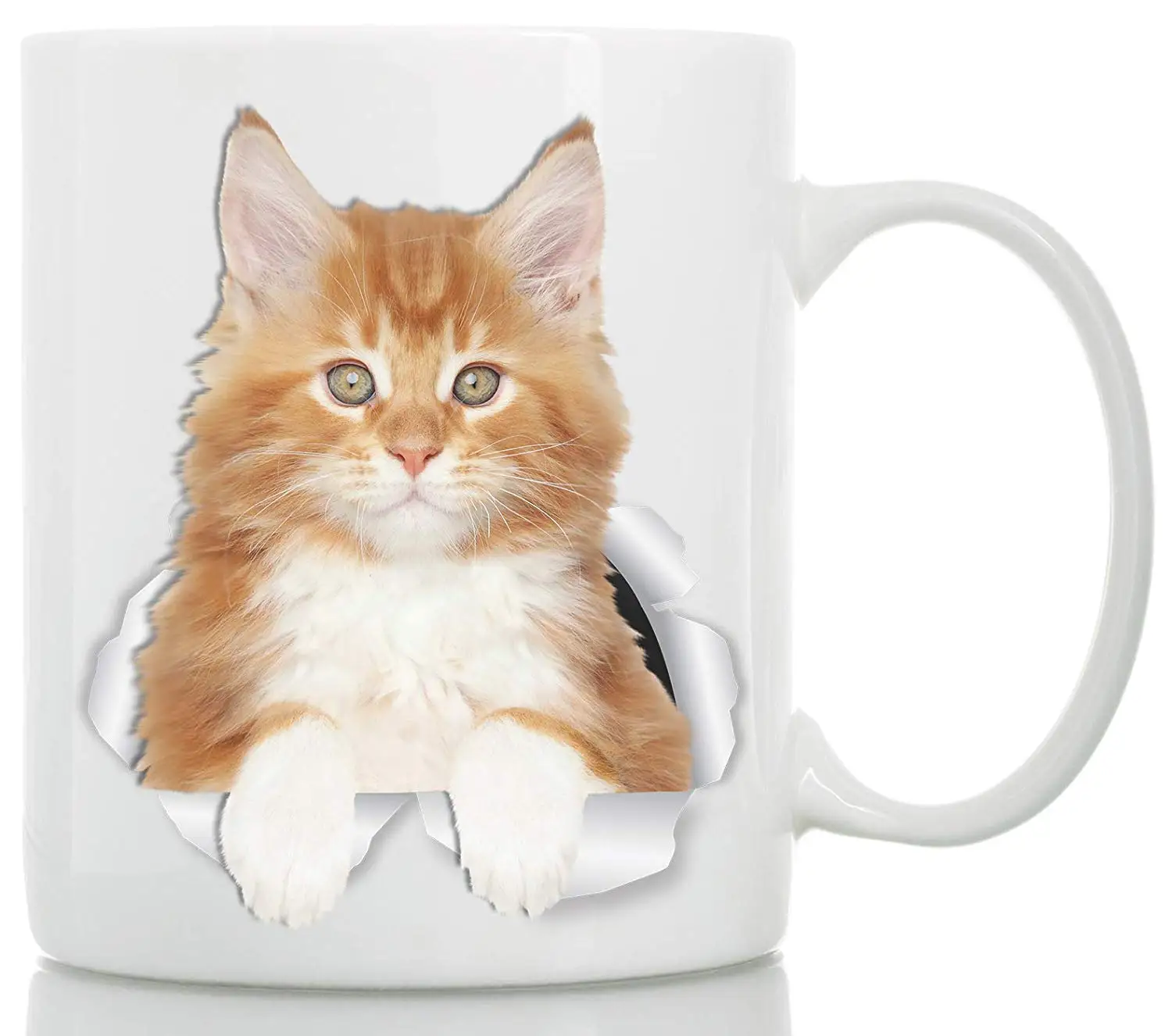 Белая керамическая кофейная кружка Orange Tabby Kitten Cat чайная чашка 11 унций | Дом и сад