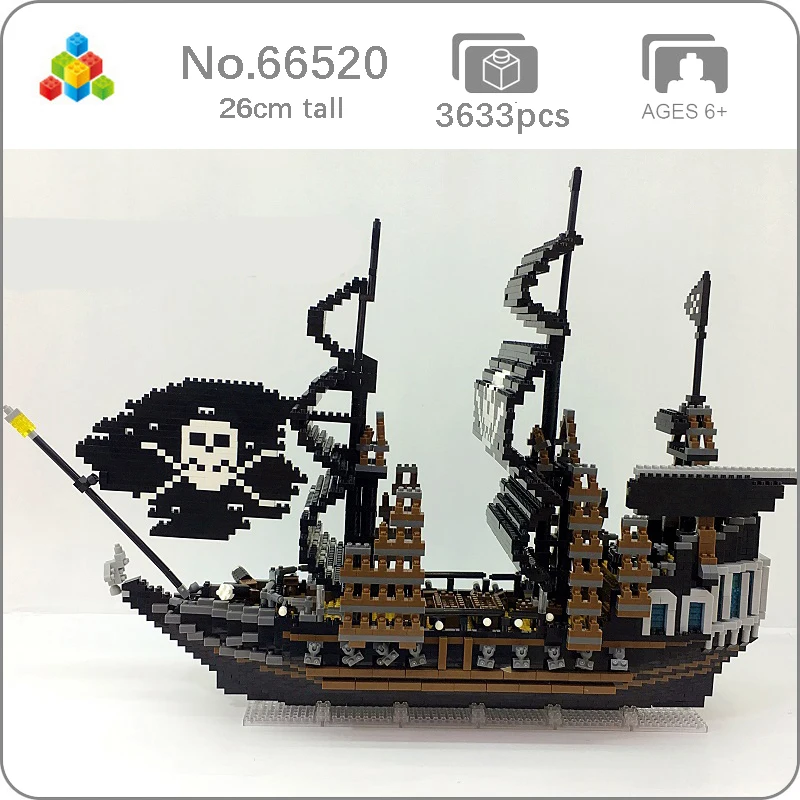YZ 66520 Карибский пиратский корабль с черной жемчужиной 3D модель сделай сам 3633 шт.
