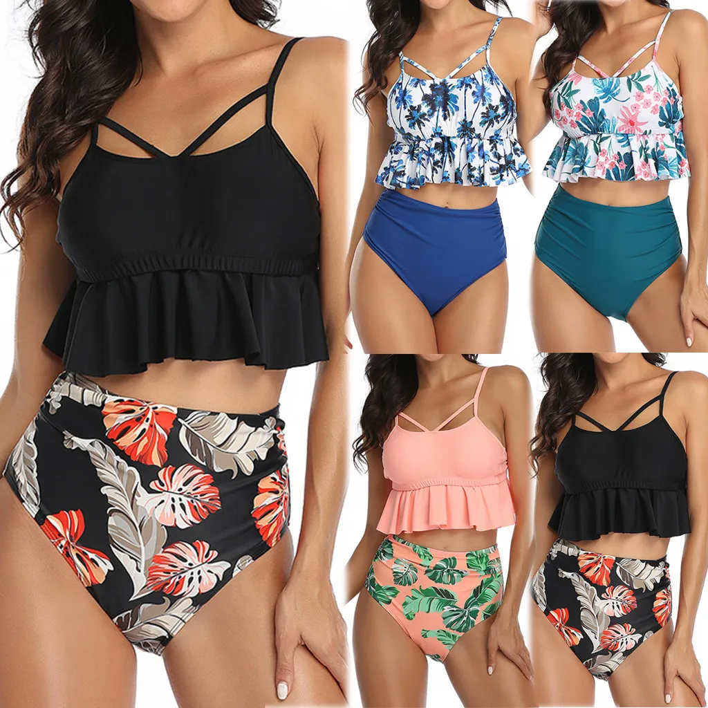 Купальный костюм из двух предметов с принтом для мамы и дочки купальный одежда