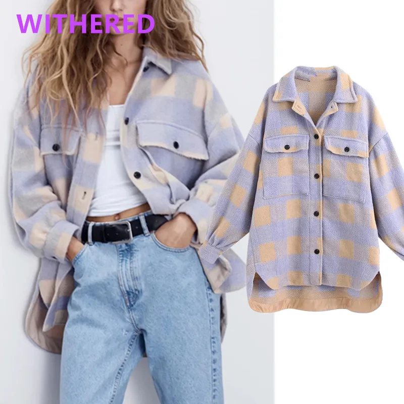 Женская винтажная клетчатая рубашка бойфренда BTS в английском стиле большие