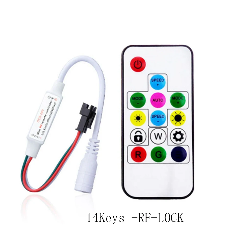 WS2812B WS2811 светодиодный пиксель полосы светильник контроллер USB/DC 3 ключа RF 14/17/21
