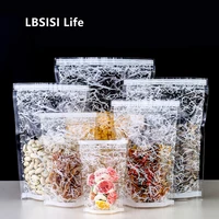 lbsisi life 50pcs candy cookie biscuits plastic zipper bag food holding zip lock gift packaging bags with handle