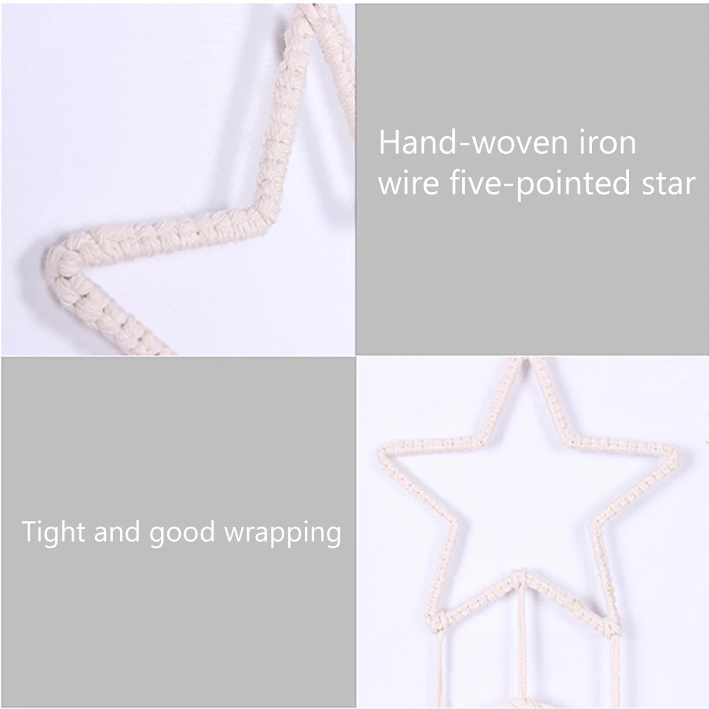 

Star Hand-Woven Tapestry Macrame Wall Hanging Bohemian Cotton Rope Woven Tapestry With Soft Texture Knitted Tapestries For Home