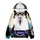 Женская спортивная одежда, Детская Молодежная кавайная японская женскаяМужская толстовка Genshin Impact XIAO 3D Толстовка, осенний костюм Winer, толстовки