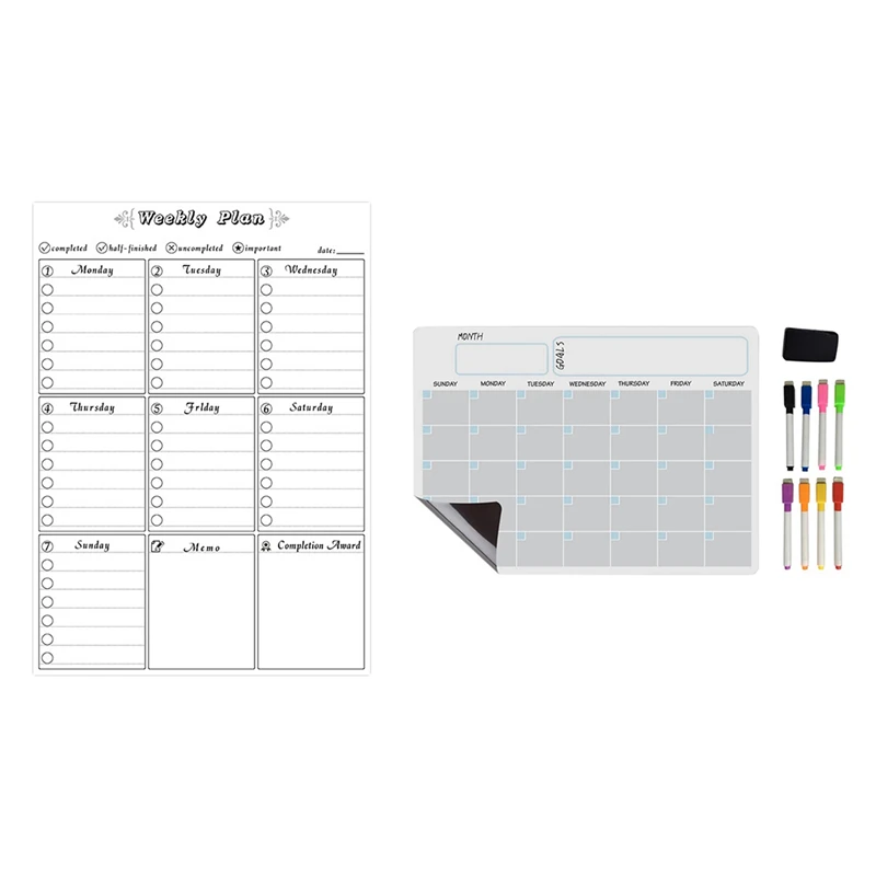 

Whiteboard Dry Erase Board Magnets Fridge Refrigerator To-Do List with A3 Magnetic Whiteboard Dry Erase Calendar Set