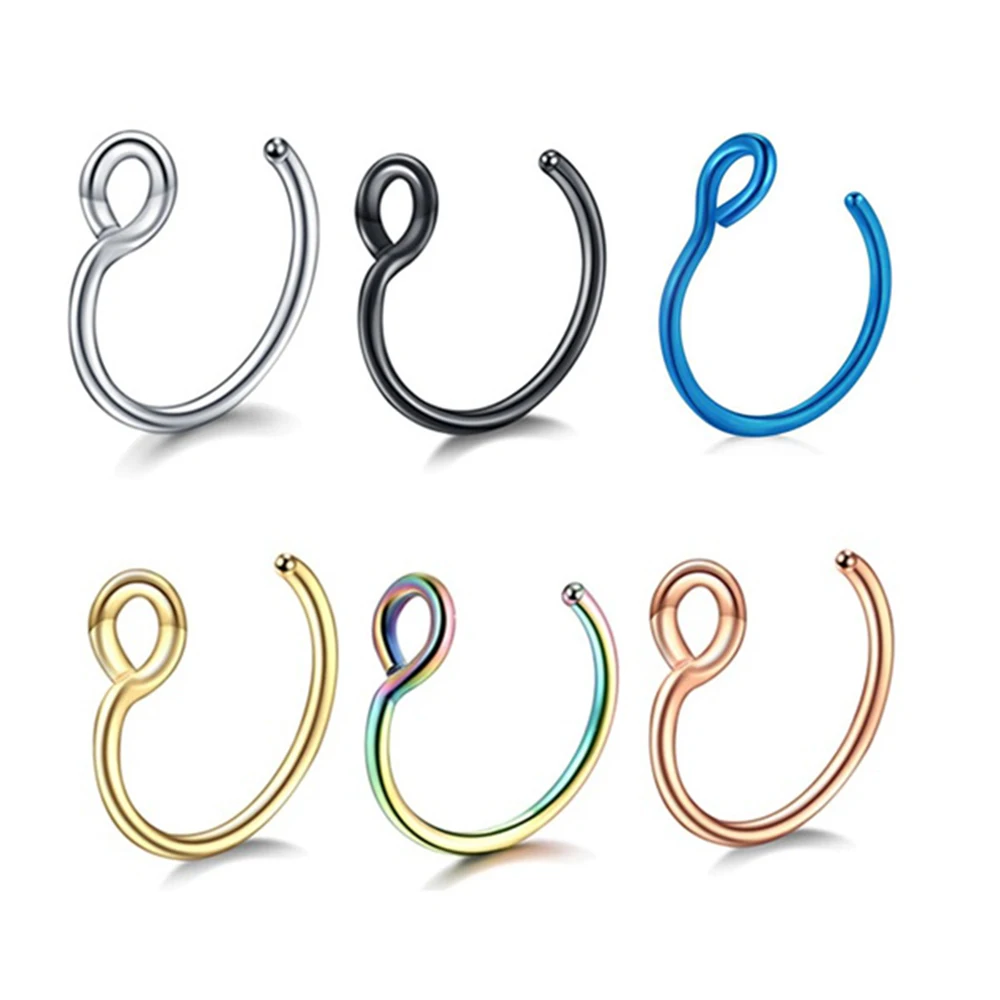 5 шт./лот 6 цветов Поддельные кольца для носа клипса на носу кольцо искусственное