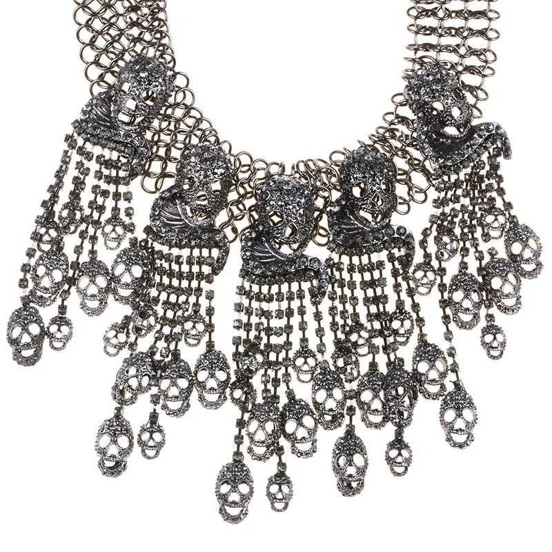 Женское винтажное крупное ожерелье с черепом массивное чокер|necklace piece|necklace