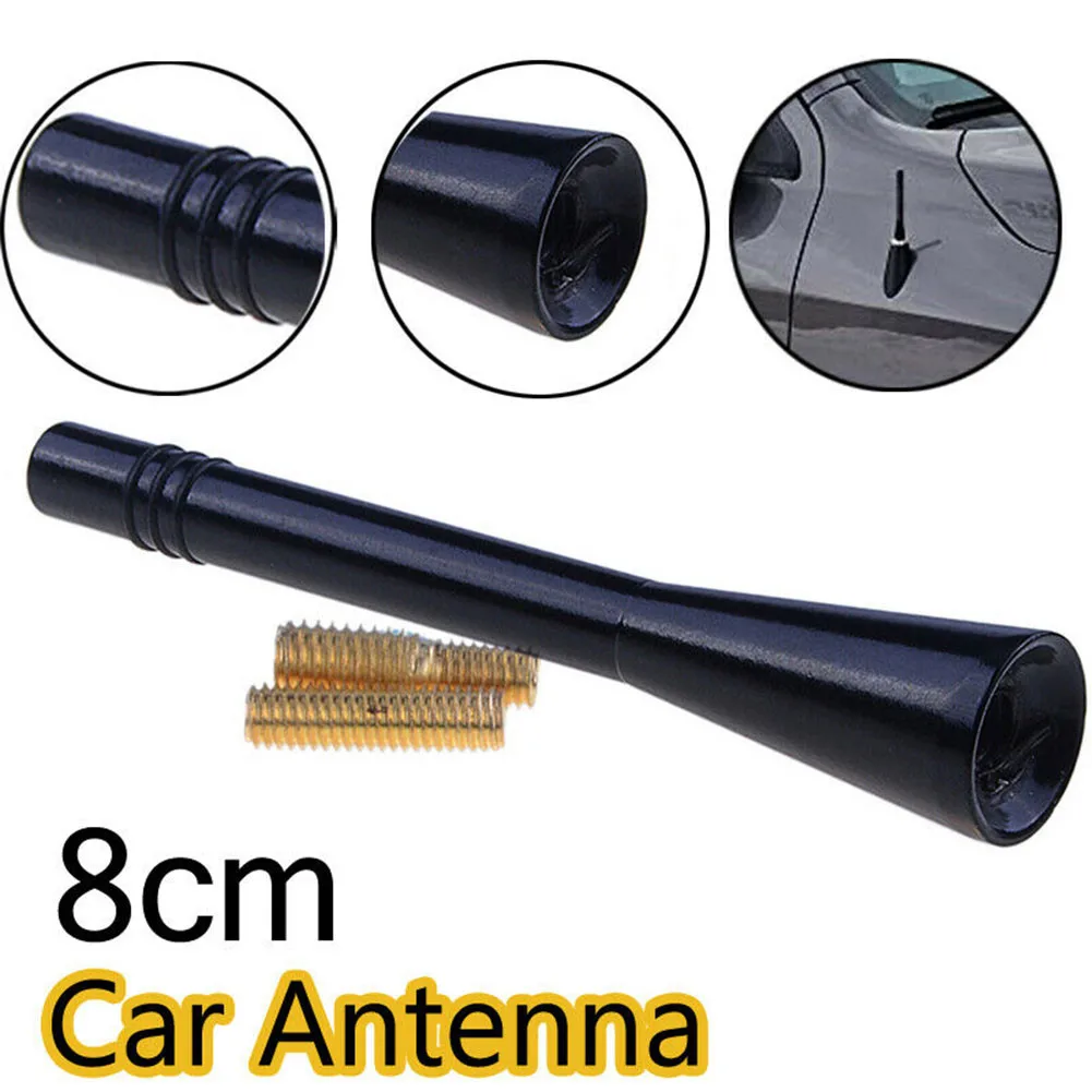 

Car Antenna Aluminum Alloy Radio Antenna AM/FM Radio Antenna Black Auto Aerial Accessories With 2pcs Screws
