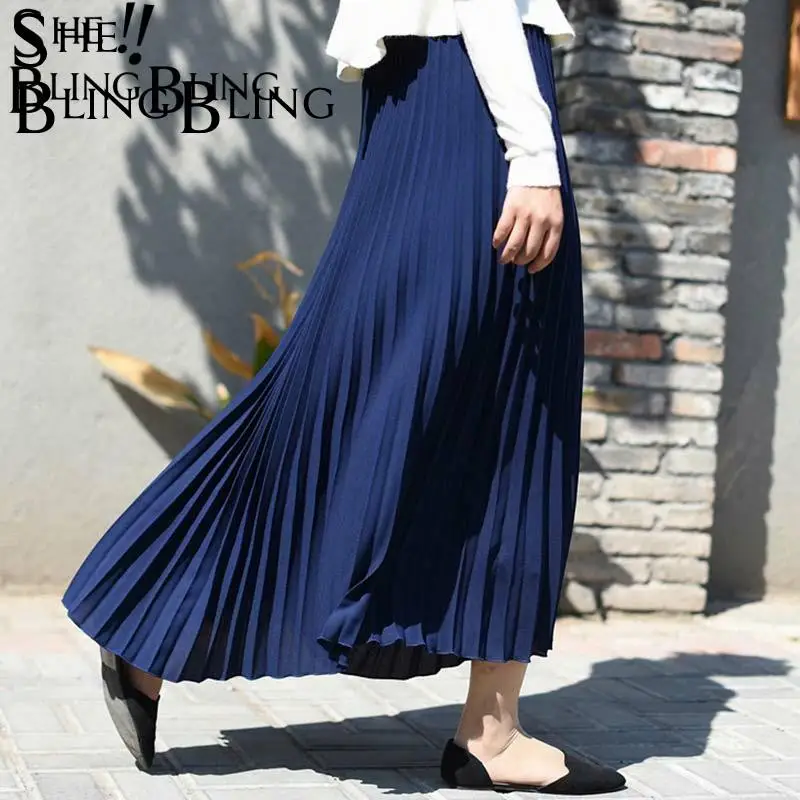 SheBlingBling Женская длинная юбка Сезон весна лето Эластичные с высокой талией