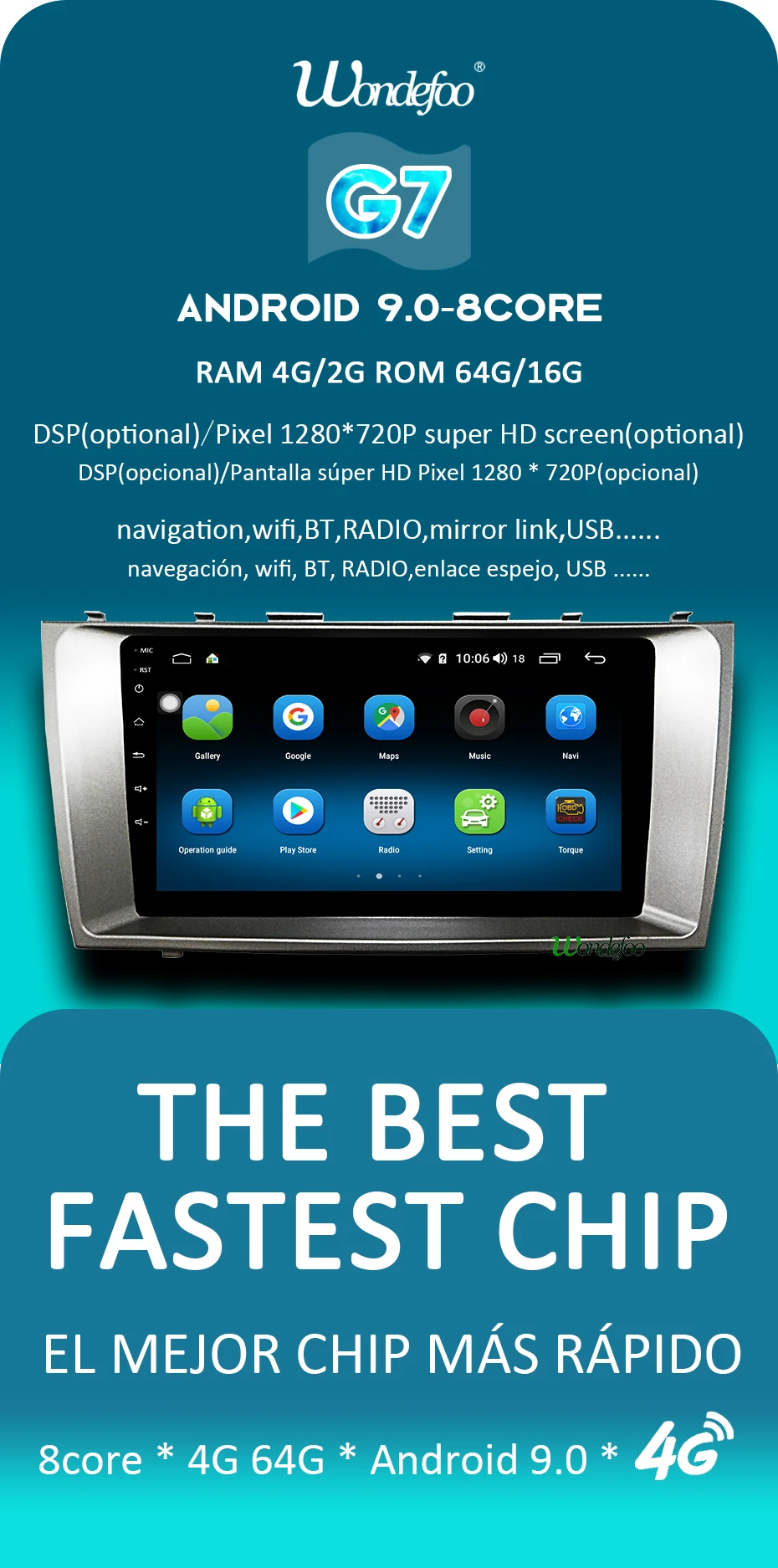 4G 64G 1280*720P Android 9,0 Carplay gps для Toyota Camry 7 XV 40 50 радио 2007-2011 навигационный экран рекордер без DVD плеера