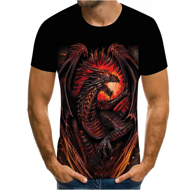 

Men's Summer New Short Sleeve Round Neck T-Shirt Fashion 3D Harajuku Beast Printed T-Shirt Men's and Women's Same Sports Top