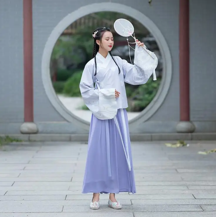 

Ancient casual formal Autumn winter elegant cotton Hanfu women's Tang Song Yuan Ming crossed collar cotton double layer upper