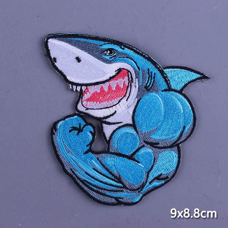 

Hippie Animal Patch Applique Badges Stripes For Jackets Jeans Embroidery Patch DIY Dog Bear Shark Stickers Cat Lion Patches