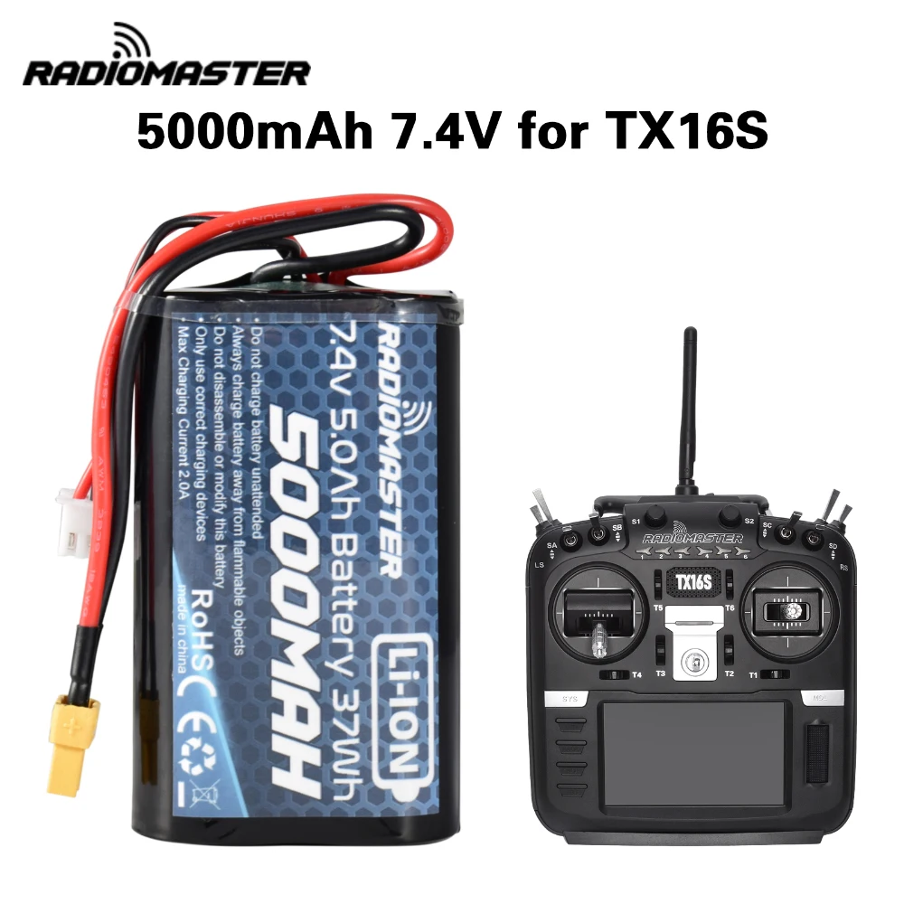 Аккумулятор высокой емкости RadioMaster 5000 мА/ч 7 4 В 2S 37 Вт/ч с разъемом XT30 для пульта