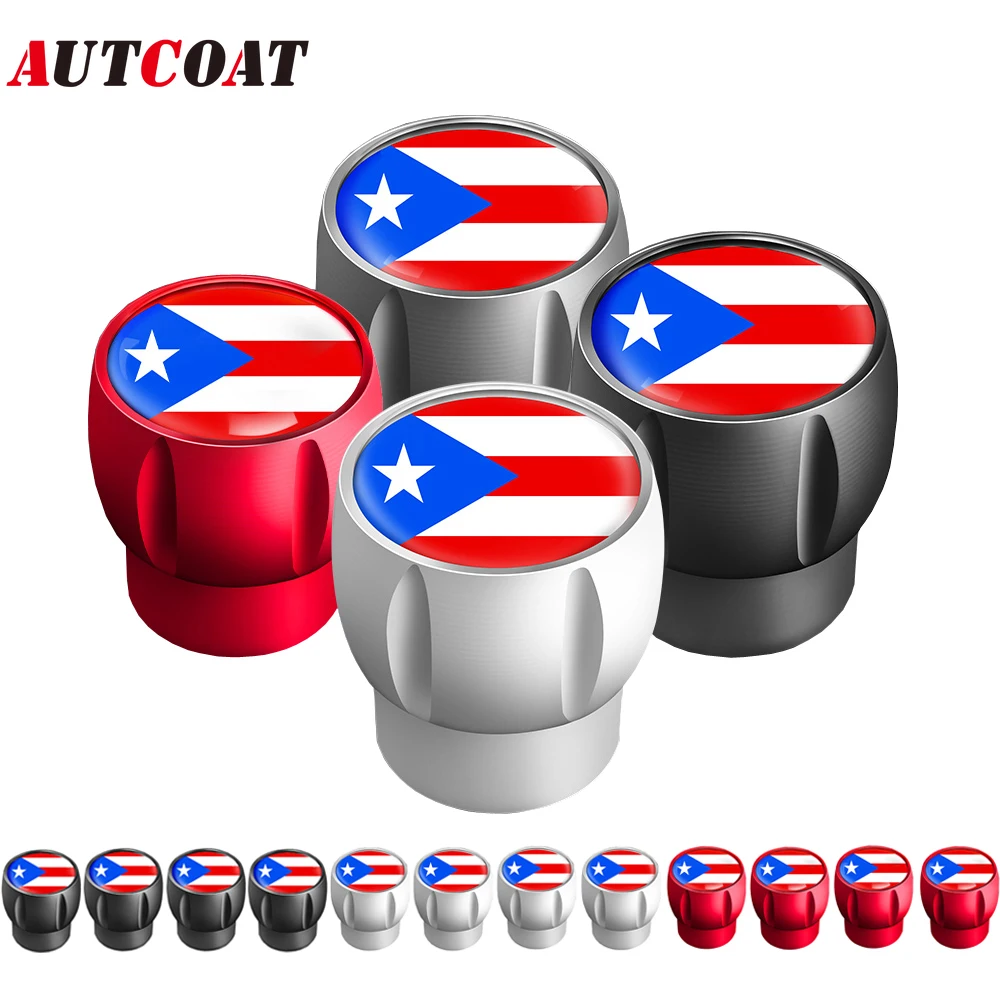 

AUTCOAT 4Pcs/Set Puerto Rico Flag Tire Valve Caps, Universal Aluminum Stem Covers for Cars, Trucks, Bikes, Motorcycles
