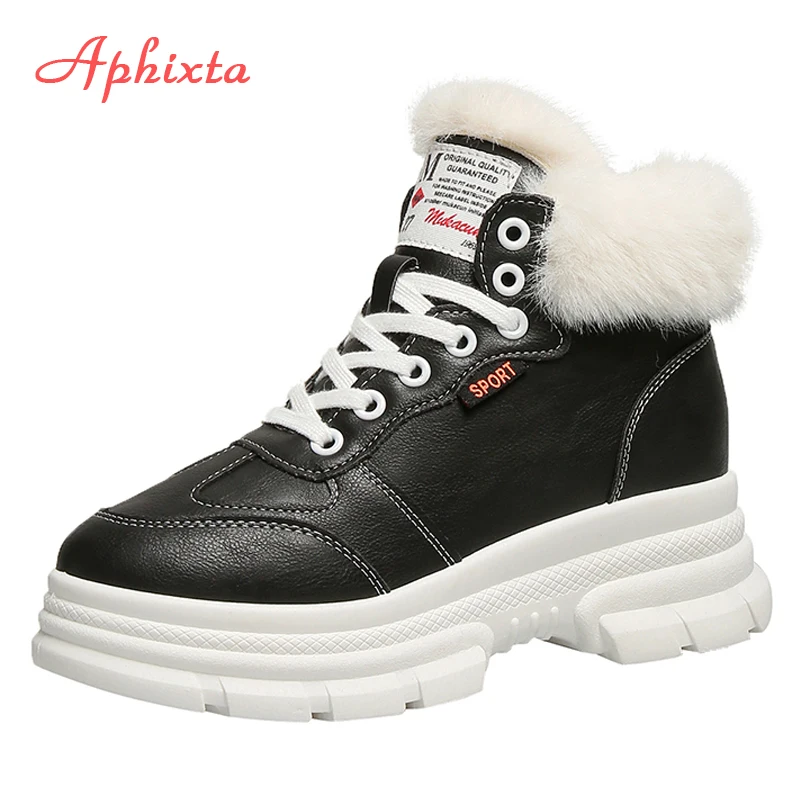 Aphixta зимние ботинки на платформе женские кроссовки толстой подошве женская