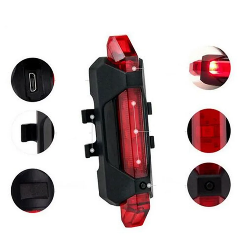 Портативный USB Перезаряжаемые велосипед задний Безопасность Предупреждение