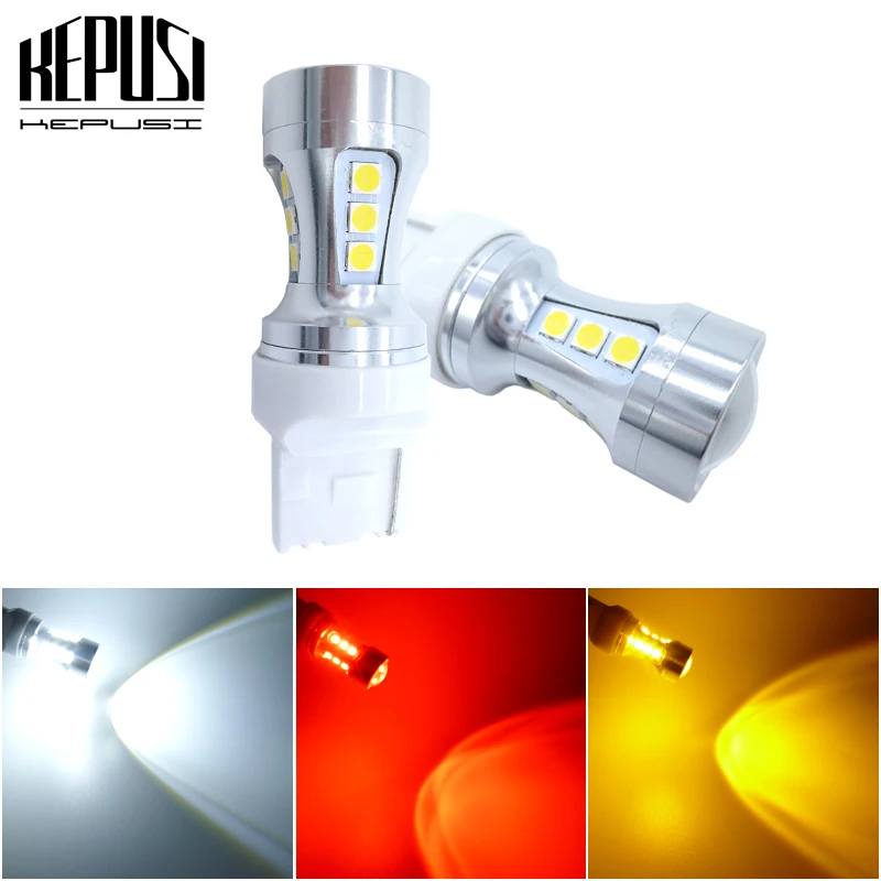 

2 шт., Автомобильные светодиодные лампы T20 7440 W21W WY21W 18 led 3030 smd