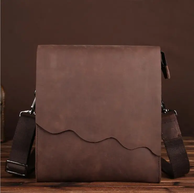 Vintage Brown 25cm MAHEU винтажная Маленькая мужская сумка из натуральной кожи, Женская откидная сумка из натуральной воловьей кожи, мини-сумка, сумка через плечо - Цвет: Vintage Brown 25cm
