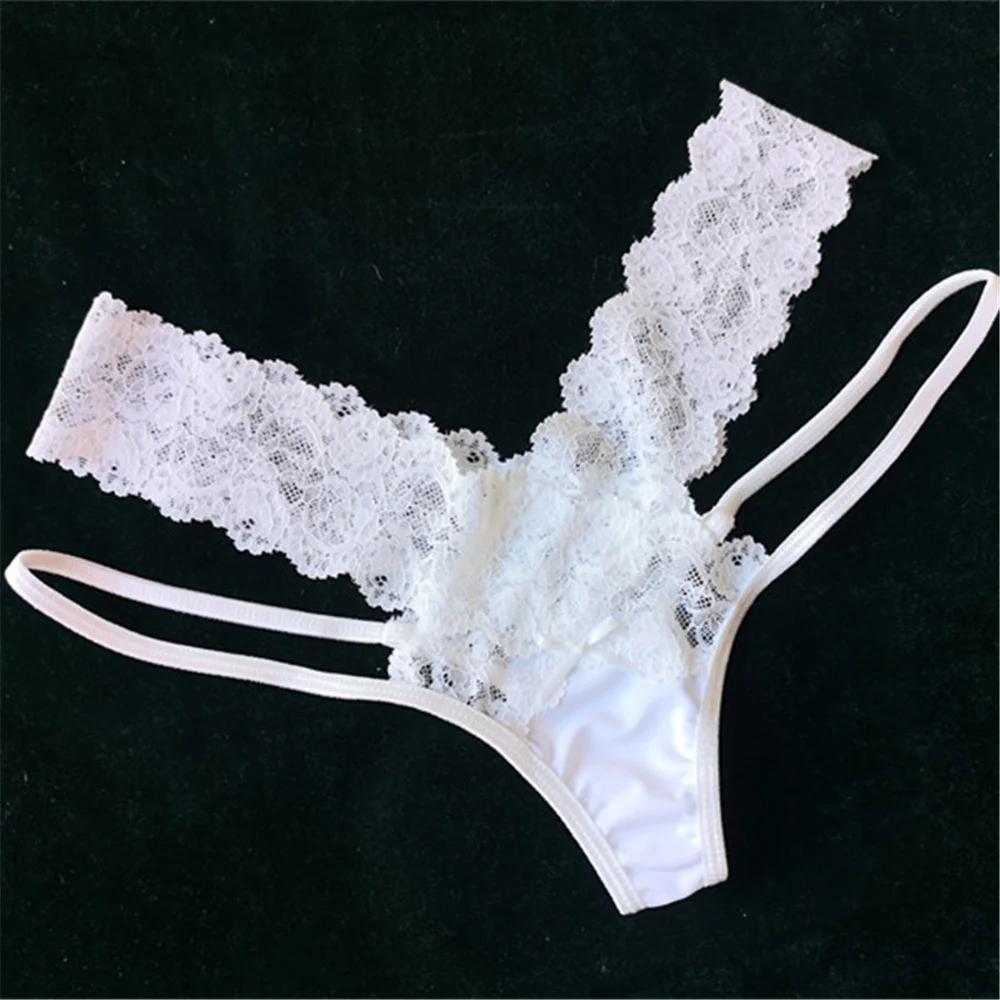 

Sexy Women Bandage Hollow Out Lace Thong Panties Lingerie T back Lingerie Soft Comfortable Bowknot Underwear Gift