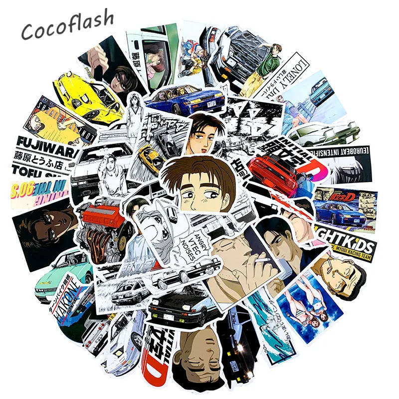 10/50Pcs/set Initial D Cartoon Racing Animation Tv Stickers For Laptop Luggage Motorcycle Skateboard Bicycle Scrapbook Kid Toy
