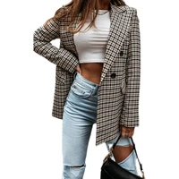 plaid suit jacket women fashion autumn women plaid blazers and jackets work office lady suit slim double breasted female