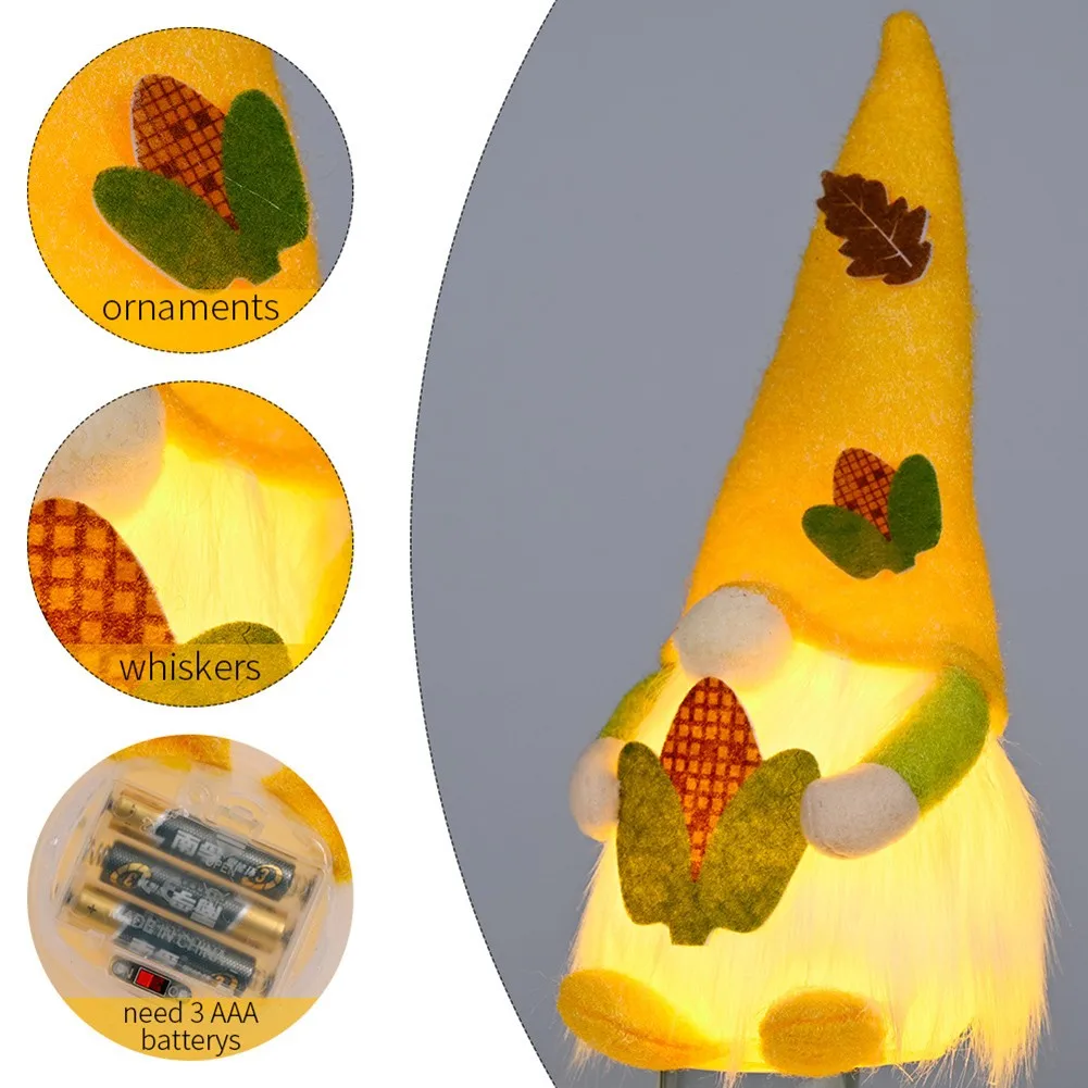 

1*Rudolph Doll 8x8x27cm Non-woven + Cotton + LED Light Autumn Fall Gnome Swedish Nisse Tomte Elf Dwarf With LED Light
