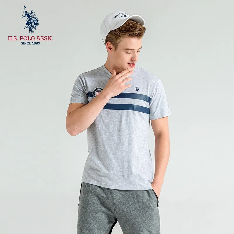 Us Polo Assn New Four Colors Men's Short Sleeve T-shirt Round Neck Cotton Fashion Trend Casual All-match Sports Shirt | Мужская