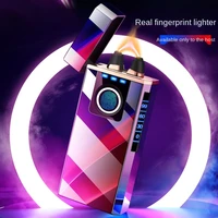 fire real fingerprint ignition lighter digital display fire arc cigarette lighter real finger sensing personality