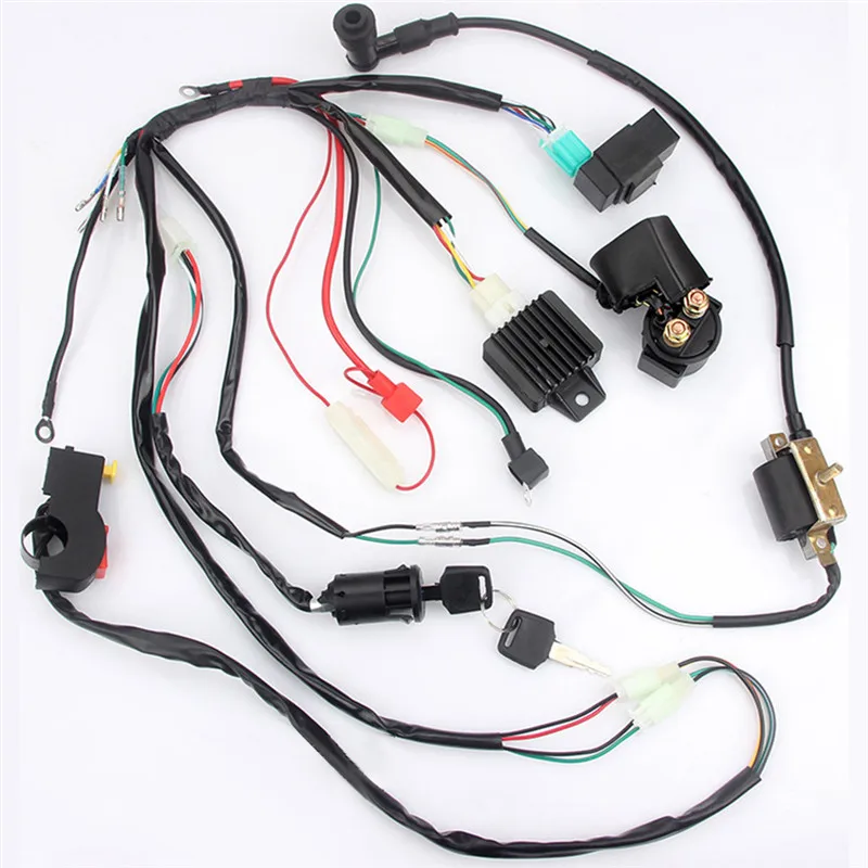 

CDI Wire Harness Stator Asembly Wiring Fit For ATV Electric Quad 50 70 90 110CC With Rectifier Ignition Key Coil CDI Unit Kill
