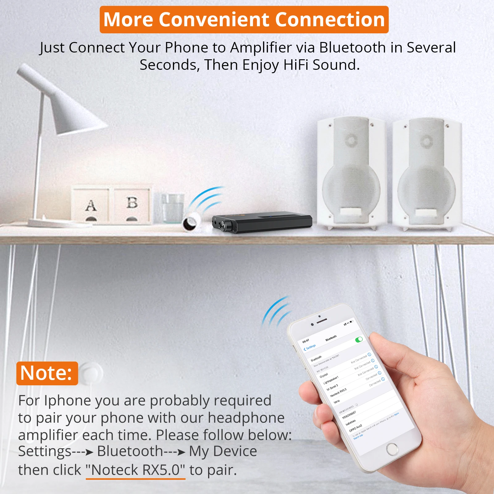 Neoteck 16-150Ω Earphone Amplifier HiFi Headphone Bluetooth-Compatible 5.0 Receiver Portable 3.5mm Audio Amp | Электроника